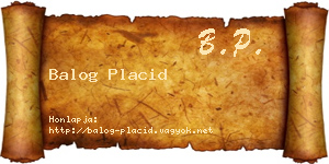 Balog Placid névjegykártya